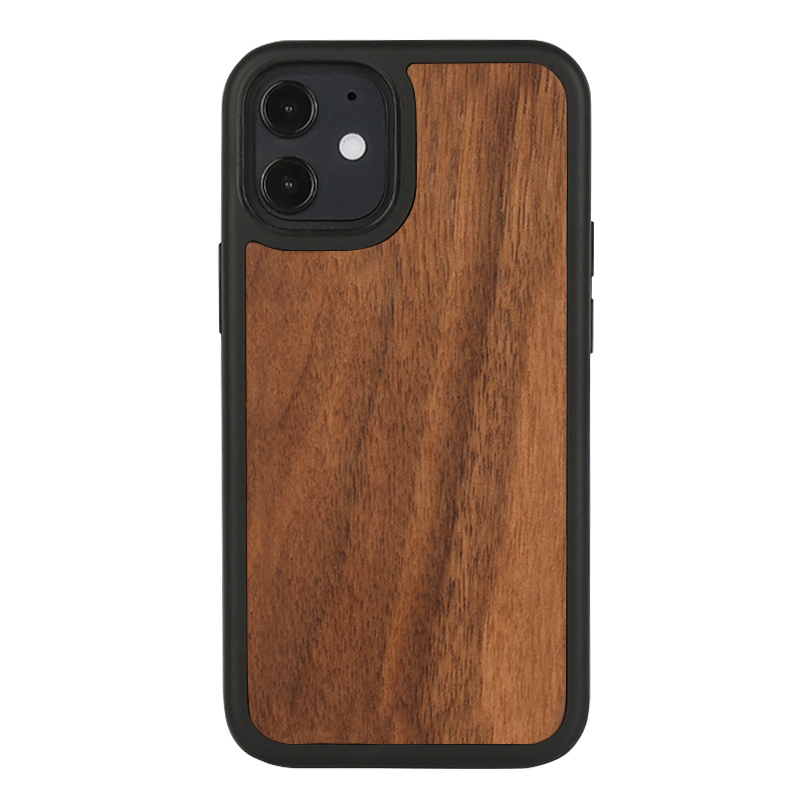 3D Knight Protective Walnut Wood Iphone 12 CaseThick TPU Bumper with Microfiber