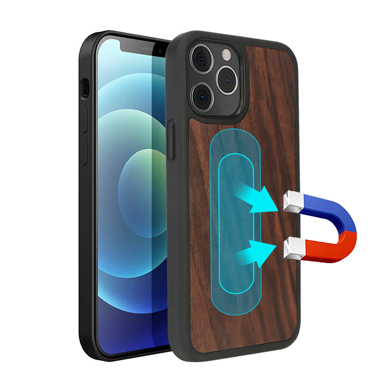 3D Knight Wood Magsafe Phone Case Thick TPU Bumper with Magnet and Microfiber