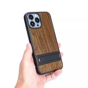 Shockproof Wood TPU Designer Phone Case With Kickstand Holder Stand Case For Iphone 11 12 13 14 Pro Max