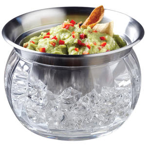 high quality Stainless Steel Dip Chilled Bowl with Acrylic Ice Chamber Bowl 