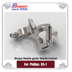 Philips S5-1 phased array transducer, biopsy needle guide, needle bracket