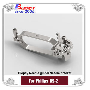 Biopsy needle guide for Philips convex array transducer C9-2, needle bracket