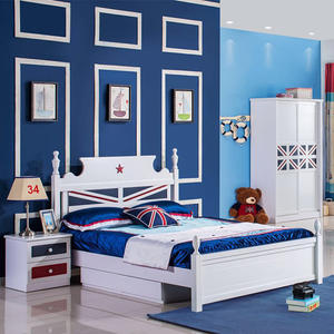 New Fashion Beech Wooden Bedroom Furniture Parts Children Bed Set For Home
