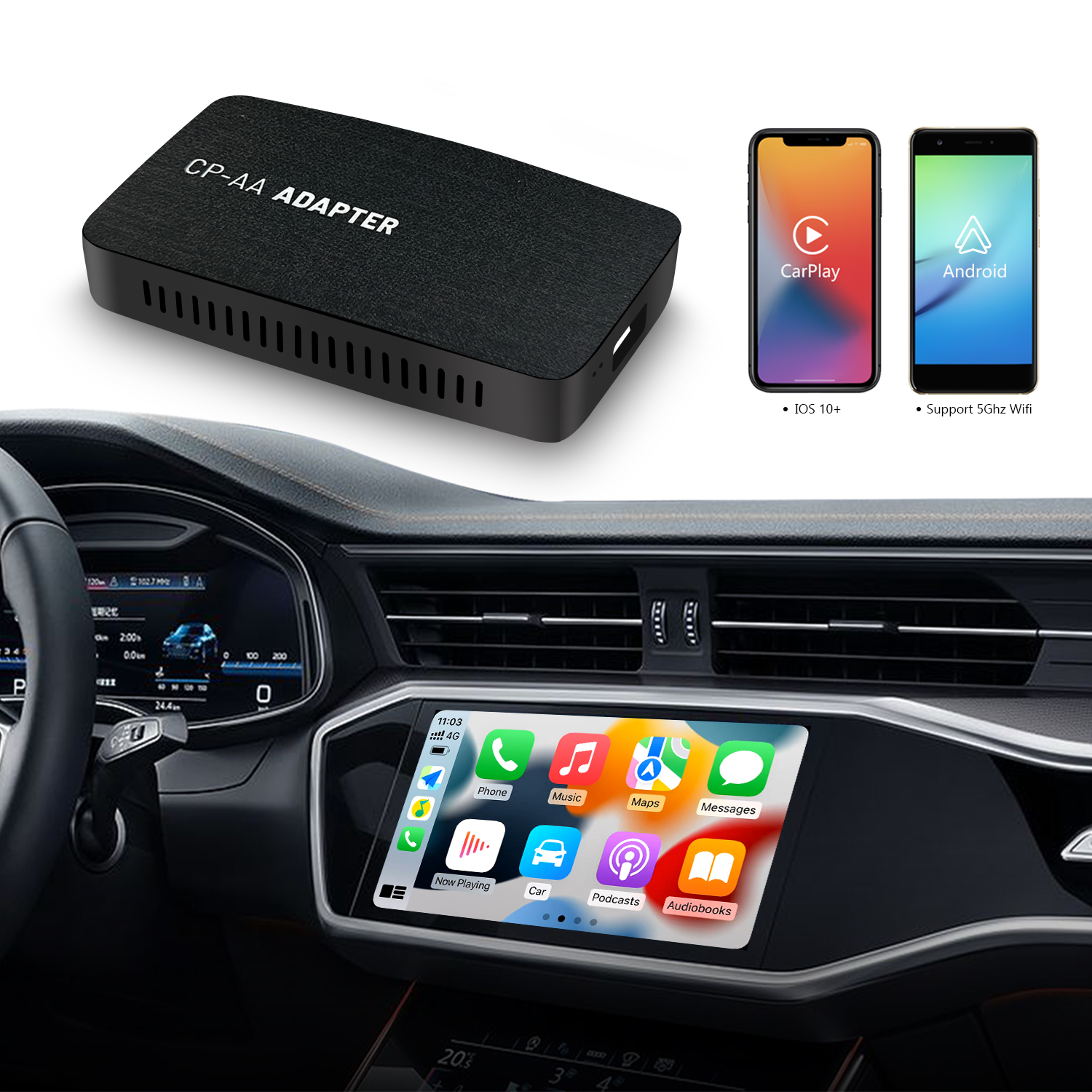 2-in-1 Wired to Wireless Android Auto And Wireless CarPlay Smartbox Adapter For OEM car stereo | USB plug and play AAwireless auto module