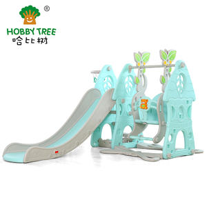 New Forest Theme Indoor Plastic Slide And Swing Set