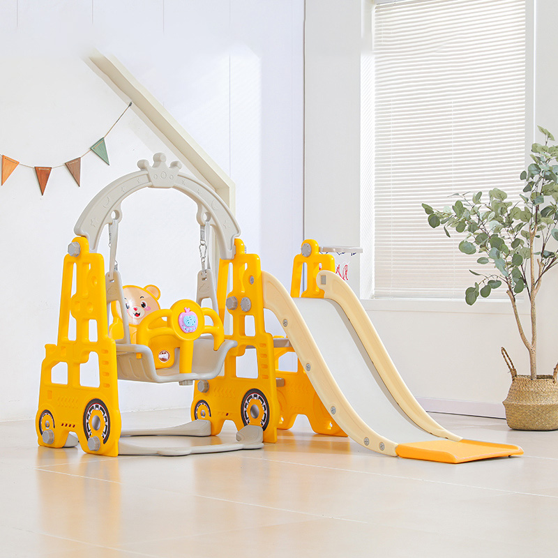 Car-shaped  3-in-1 Indoor Plastic Slide And Swing