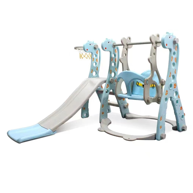 Giraffe-themed Kids Plastic Slide And Swing