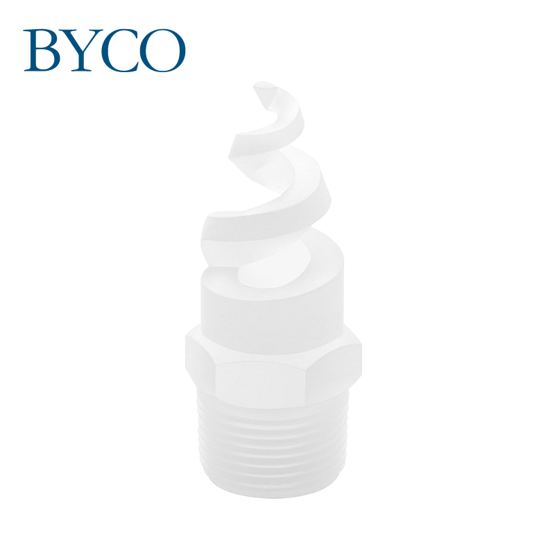 BYCO Pigtail PP PTFE Plastic Spiral Spray Nozzles manufacturers in china