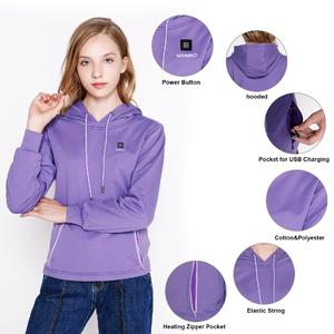 Custom Embroidery Patch Women Cotton Plain Cordless Heated Hoodie