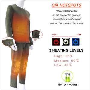 5v 7.4v Battery Powered Heated Thermal Underwear Base Layer
