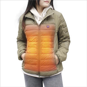 Woman's Heat Insulated Puffer Jacket With 5 Heating Pad