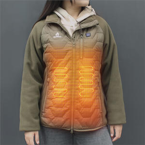 Woman's Outdoor Heated Fleece Coat With 5 Heating Pad 