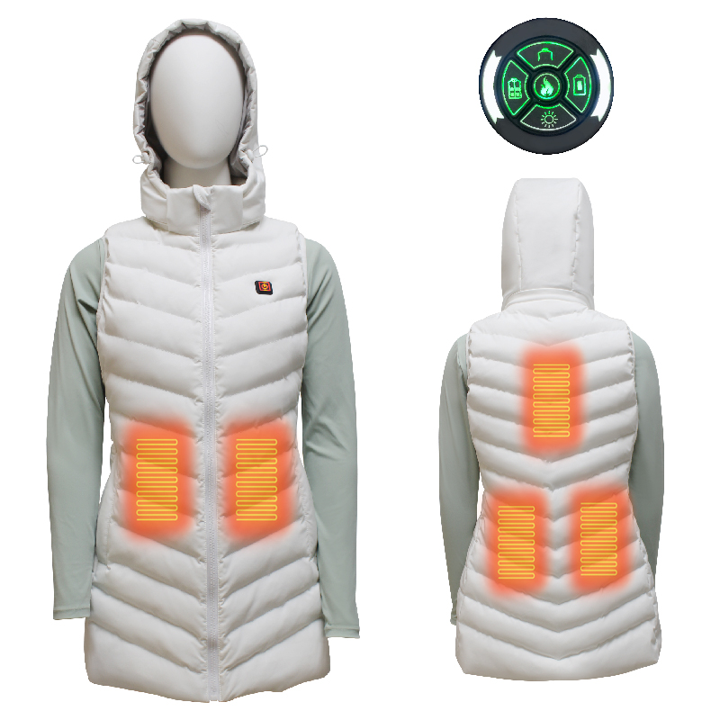 Factory Direct Long Heated Vest for Skiing and Hunting XL Size Knitted Fabric with Turtleneck Battery Powered Warm Outer Wear