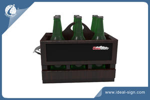 6 Pack Bottle Wooden Beer Caddy With Chalkboard And Metal Opener