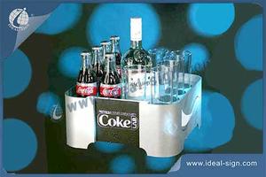 Wholesale custom lighted Coca Cola acrylic bottle display stand tray led liquor display