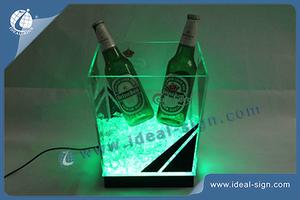 Customized acrylic led ice bucket wholesale acrylic cooler buckets with private logo