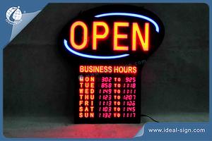 Shop Neon Open Signs With Business Hours And Digital Number