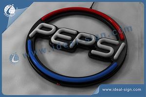 Customized ABS Frame Pepsi Logo Fake Neon LED Sign 36 * 36 * 3CM