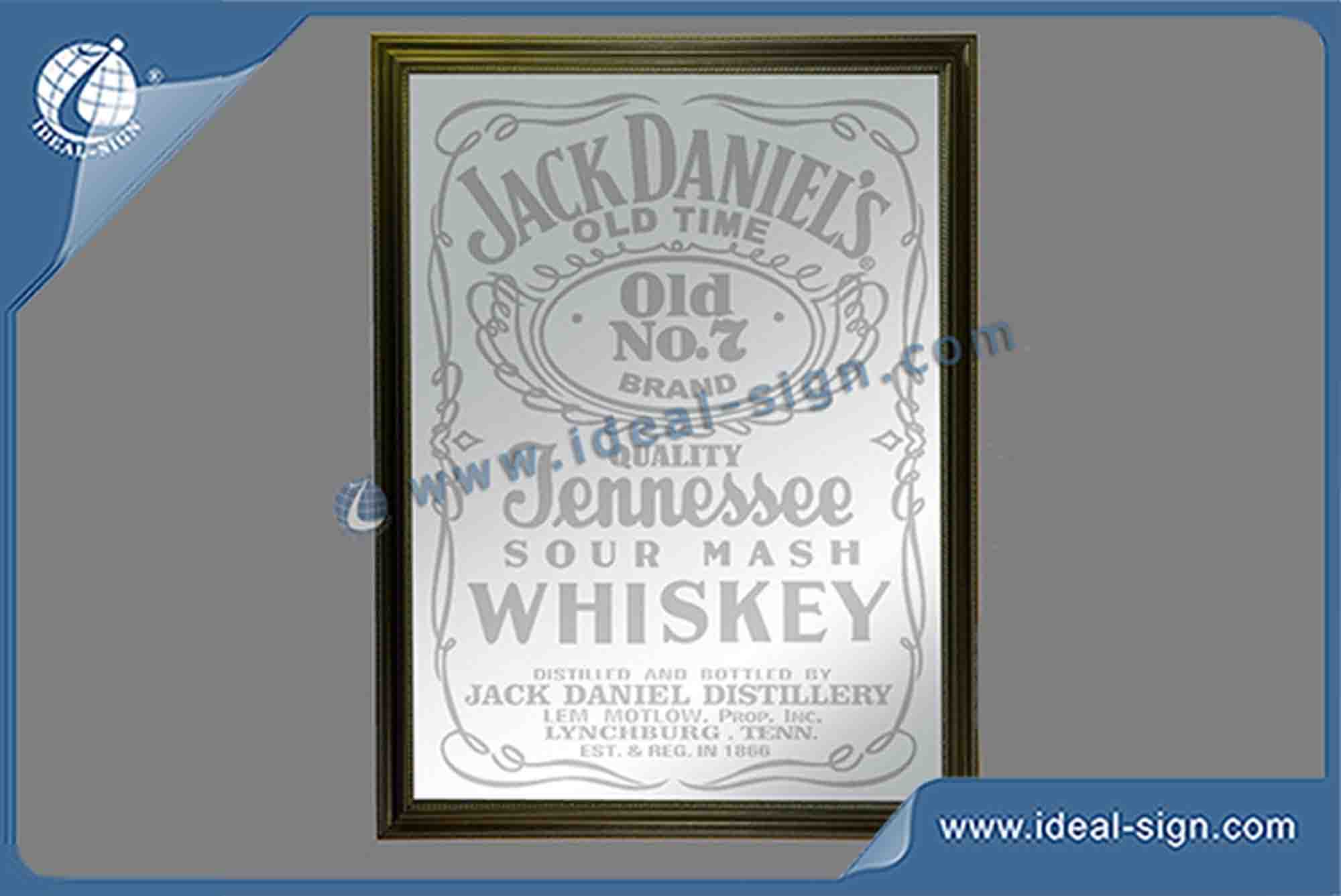 13" * 18" Jack Daniels Custom Bar Mirror With Wooden Frame 