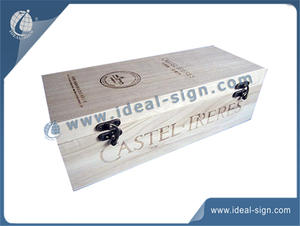 China supplier for simple style wooden wine gift box with two metal clips