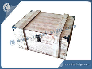 China manufacturing personalized paulownia wooden wine box witn metal corners