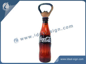 professional wholesale Coca Cola bottle shape opener with fridge magnet brand solution