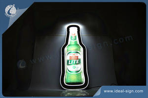 Beer Bottle Shape LED Luminous Slim Lighted Signage With Mental Chain For Easily Hanging Suitable For Beer/Spirit/Liquor Promotion