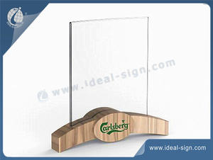 Acrylic Menu Holder With Wooden Base