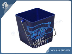 Square Plastic Ice Buckets With Metal Swing Handle