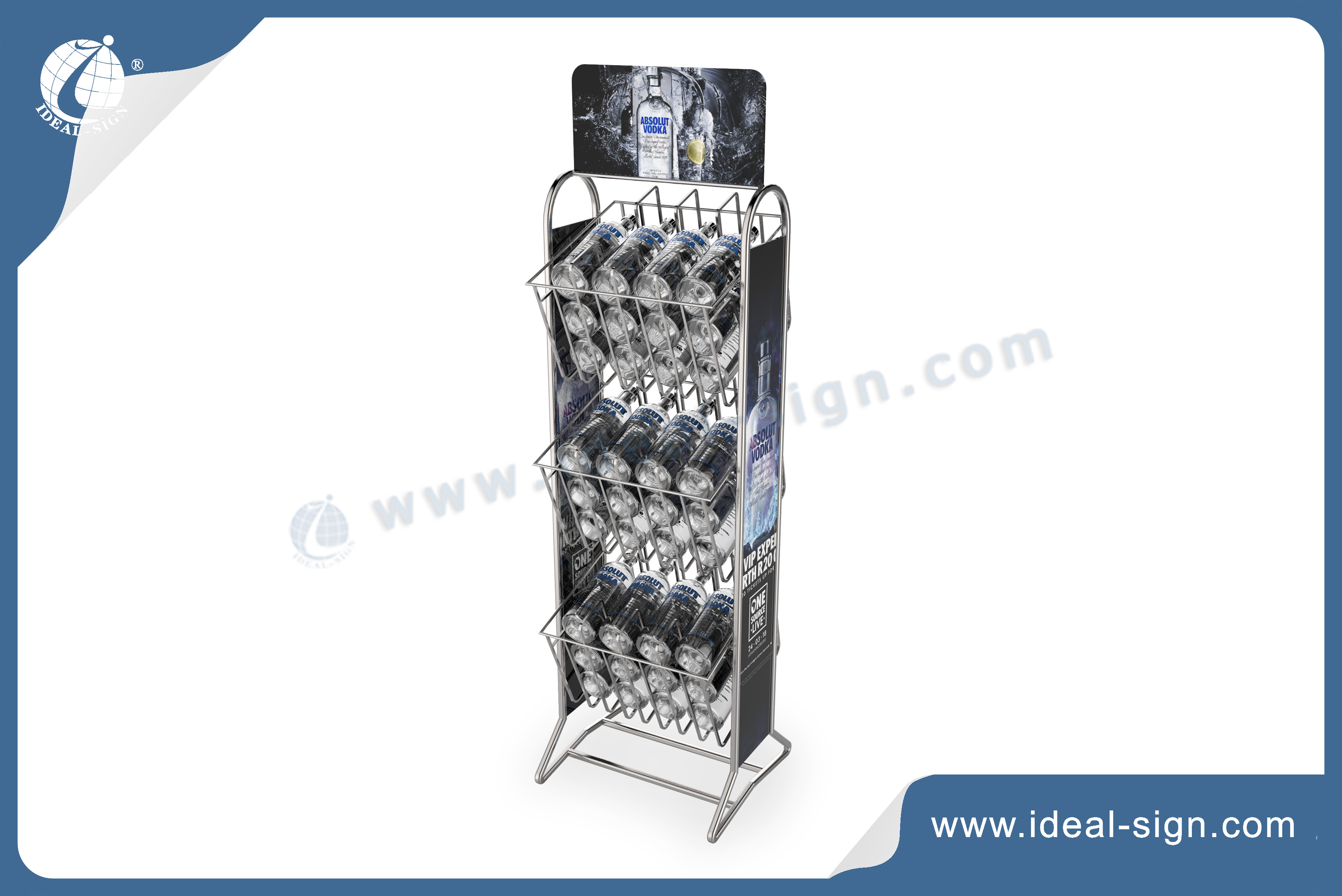Metal Bottle Wine Rack With Poster Panel
