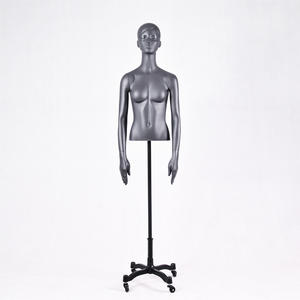 Half Upper Body Black Female Torso Display Half Mannequin With Head Stand For Sale(DG Half Body  Mannequin )