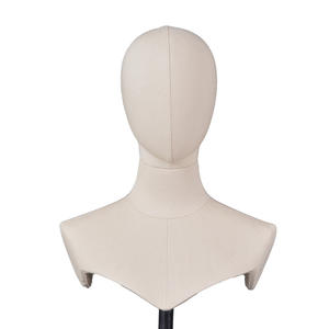 High quality fabric linen abstract head mannequins with stand for sale