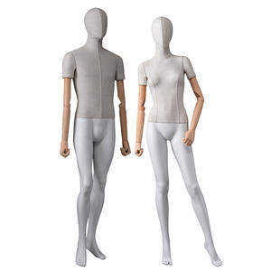 Customized cloth body full body mannequins female and male dummy with flexible wooden arms（FWM)