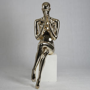Factory Custom Made Eco-friendly Abstract Egg Head Adjustable Female Chrome Gold Mannequins(female Gold Mannequins)