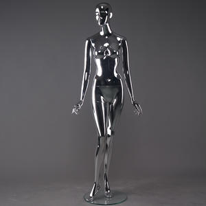 New style full body sliver female chrome mannequin life like make-up clear chrome female mannequin on stand