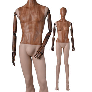 Customized water transfer wooden finished female and male adjustable mannequin for sale （CM)