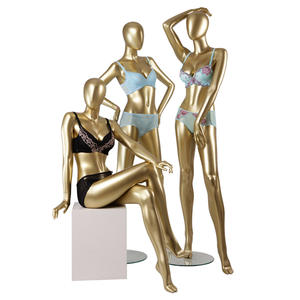 Sitting Gold Mannequin Painting Body Nude Big Breast Busty Breasted Girl Female Chest Mannequins For Bikini Display(MNF Series Gold Mannequin)
