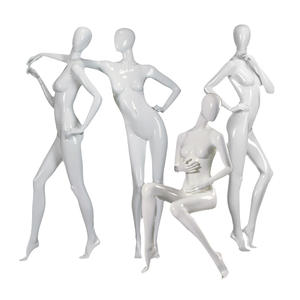 White Glossy Adults Female Mannequins For Winter Display Window Female Fashion Mannequin Manufacturer(EFM Series Female Fashion Mannequin )