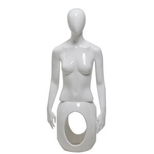 Fashion glossy white female half mannequins for sale(NMH)