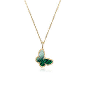 Charm Butterfly Malachite Pendant Necklace for Women 