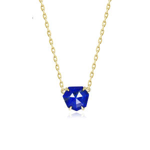 Lapis Lazuli  Rose Cut 18K Gold Plated Pendant Necklace 