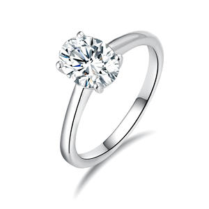 925 Silver Oval Wedding Ring 5A White Cubic Zirconia