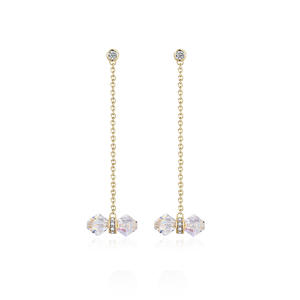 SE133 AB Crystal Candy Dangle Earrings Swarovski Crystal And Cubic Zirconia Solitaire CZ Dainty 925 Silver Plated Rhodium 