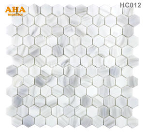Carrara White Glass Mosaic Tile