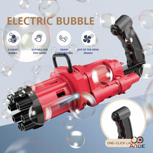 Red And Black ColorGatling Bubble Maker Machine Bubble Gun 8-Hole Automatic Bubble Machine Electric Bubble Outdoor Kids Toys
