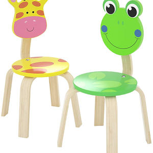Soild Wood Cute Animal Pattern Kids Chair Set Children's Furniture