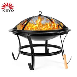 KY1530A KEYO 22 inch Steel Outdoor Fire Pit Bowl BBQ Grill with Screen Cover