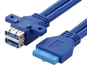 USB 3.0 20 PIN To Double USB Female Cable
