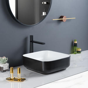 Modern Top Mount Black Ceramic Bathroom Sink