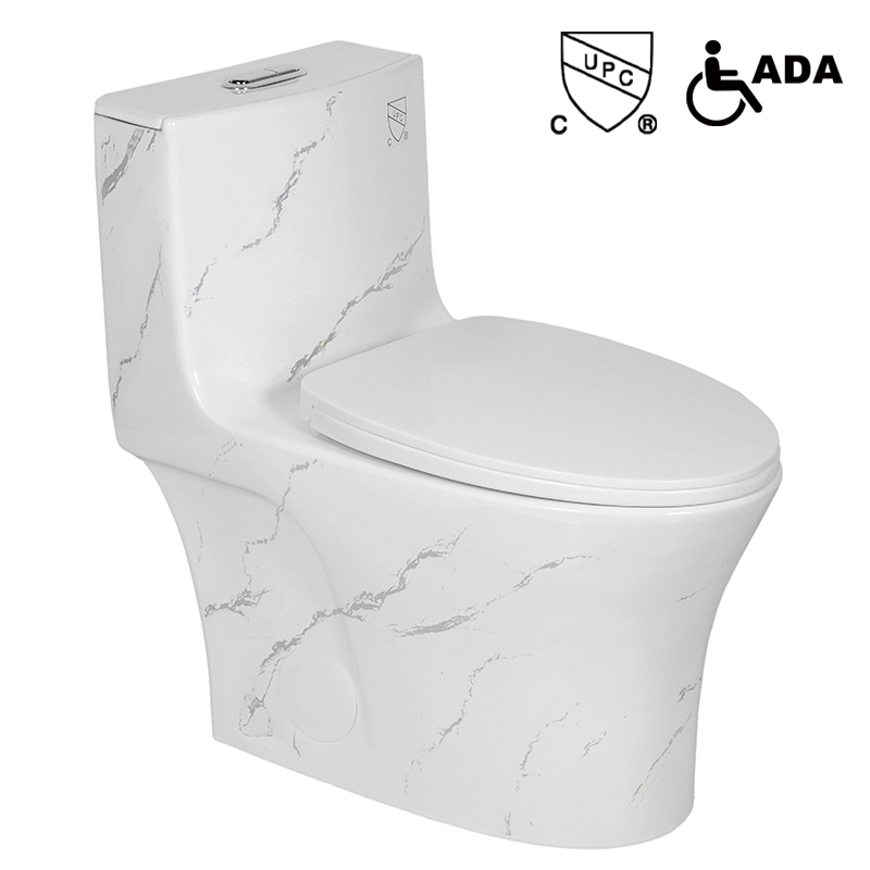 American Style Bathroom Custom Ceramic ADA Standard Siphonic Flush Modern One Piece Toilet